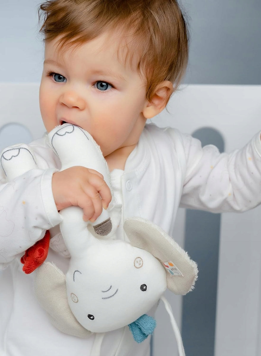 FEHN giostrina musicale in cotone da appendere per lettino, passeggino ELEFANTE 20 cm