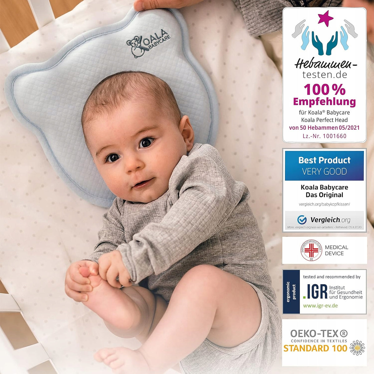 KOALA BABYCARE μαξιλάρι μωρού 0+ μαξιλαροθήκη