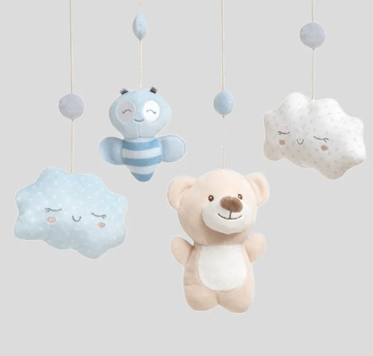 INTERBABY zenélő körforgó kiságyra MISIK és FELHŐK
