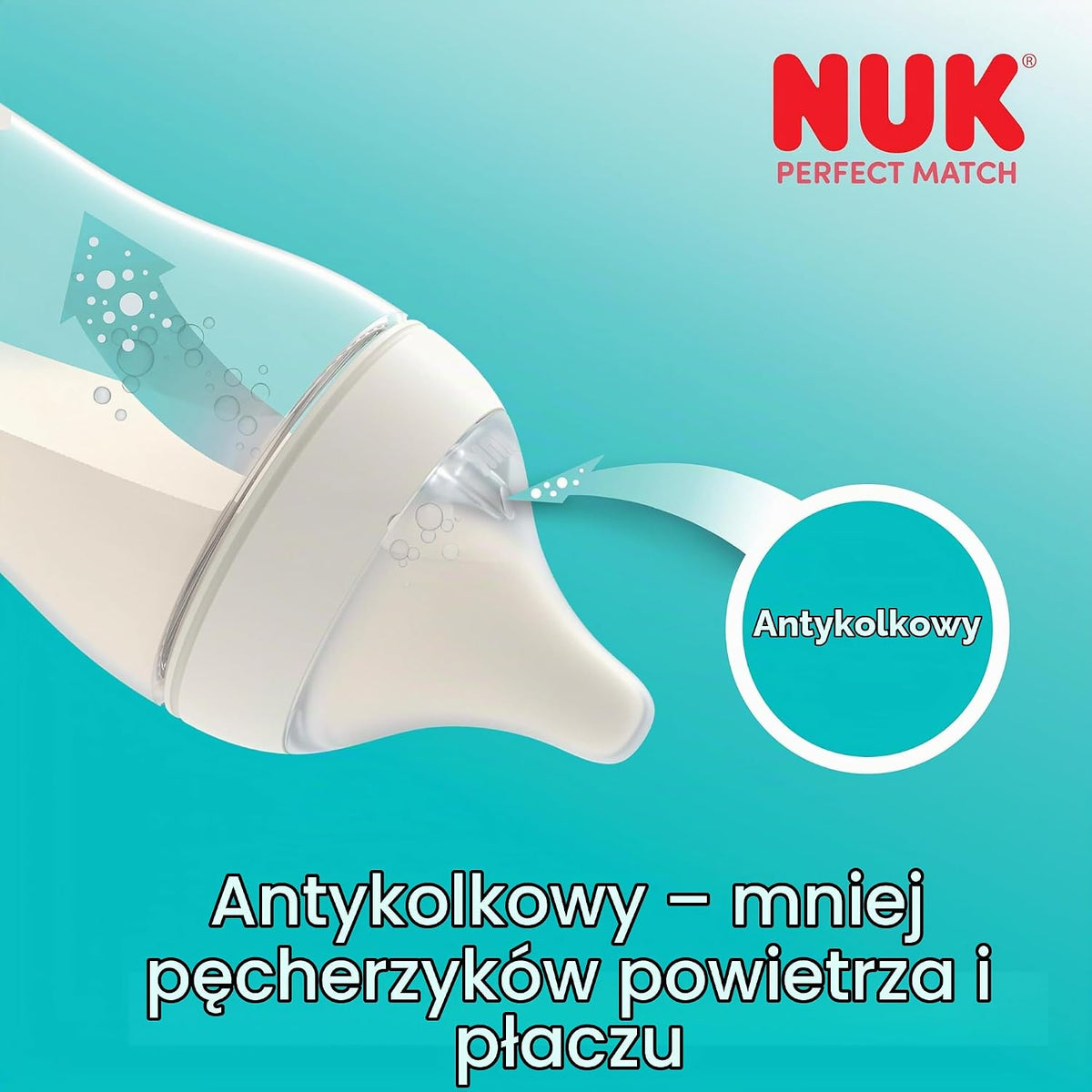 NUK Perfect Match hasfájás elleni cumisüveg, 150 ml, születéstől, bárányok