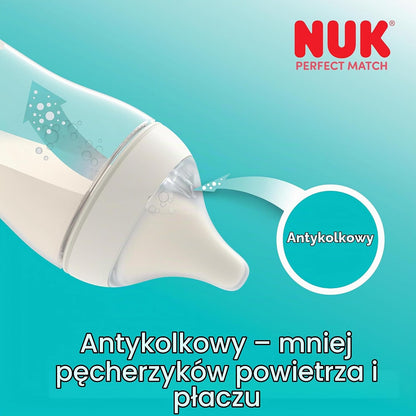 NUK Perfect Match hasfájás elleni cumisüveg, 150 ml, születéstől, bárányok