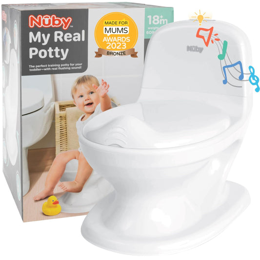 Nuby My Real Potty gyakorlóniai gyerekeknek 18 hónapos kortól, öblítőhanggal