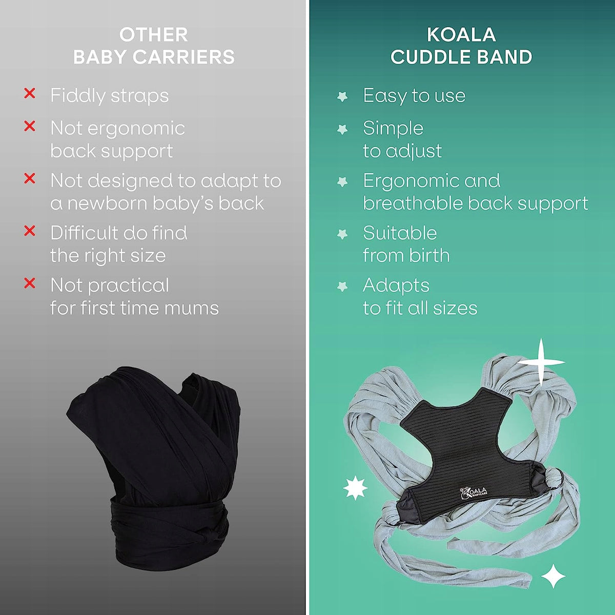 KOALA BABYCARE eșarfă pentru purtarea bebelușului 2 în 1