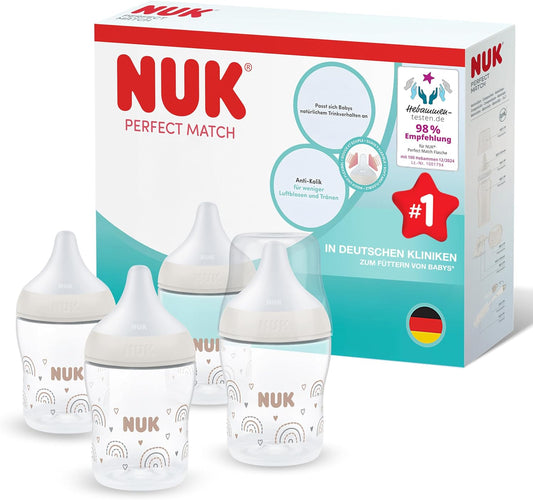 NUK Perfect Match kólikaellenes cumisüveg 150 ml ×4, 3 hónapos kortól