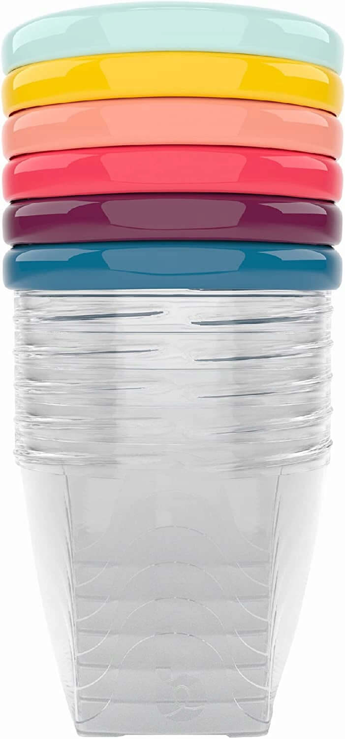 BABYMOOV Babybols pojemniki 6 x 250 ml, przezroczyste pojemniki na żywność dla dziecka w pastelowych kolorach