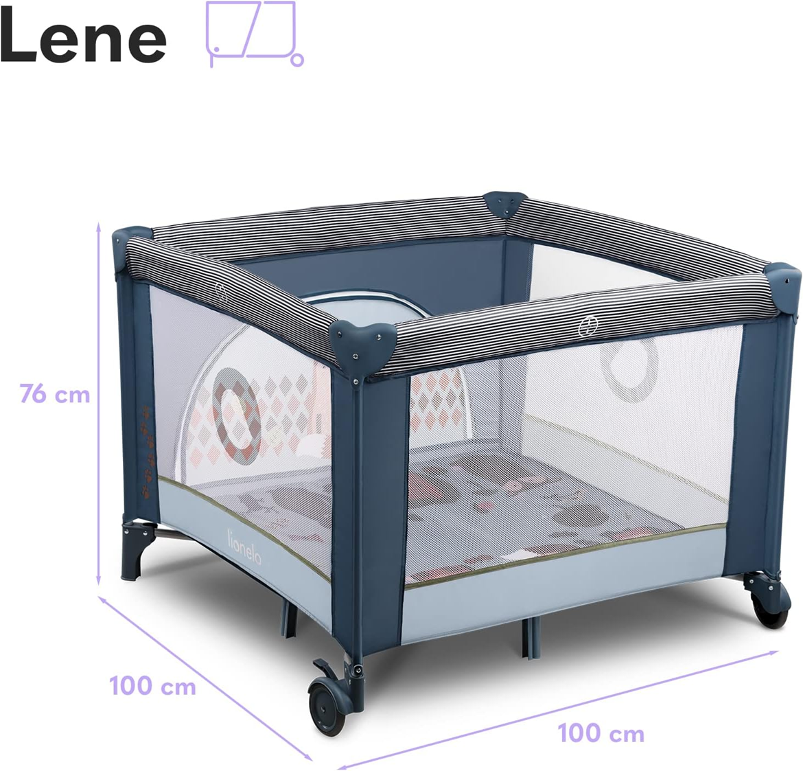 LIONELO FIE lit parapluie parc 100x100cm JUSQU'À 15KG