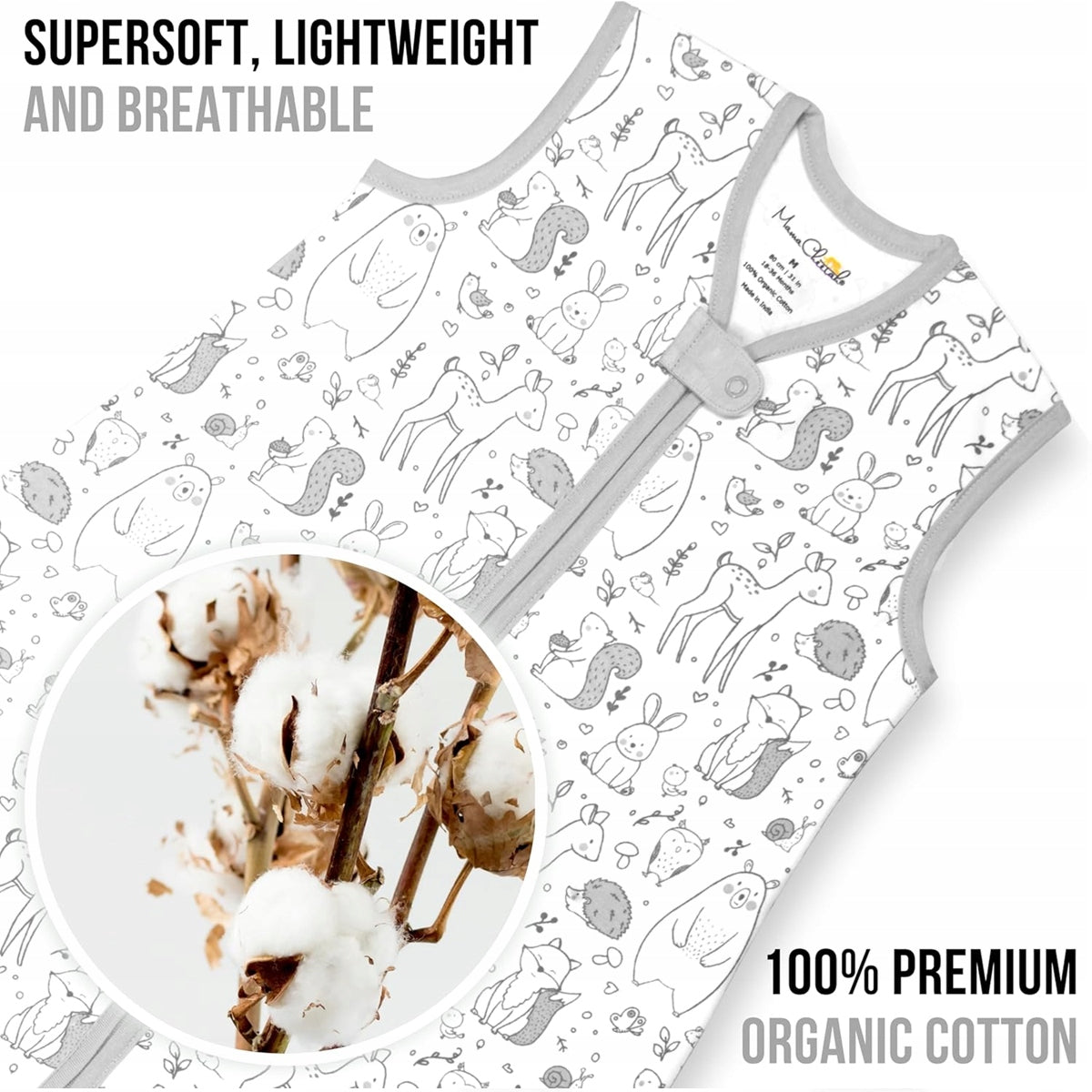 MAMA CHEETAH saco de dormir 0,5 TOG x2 para bebés 0-6 meses