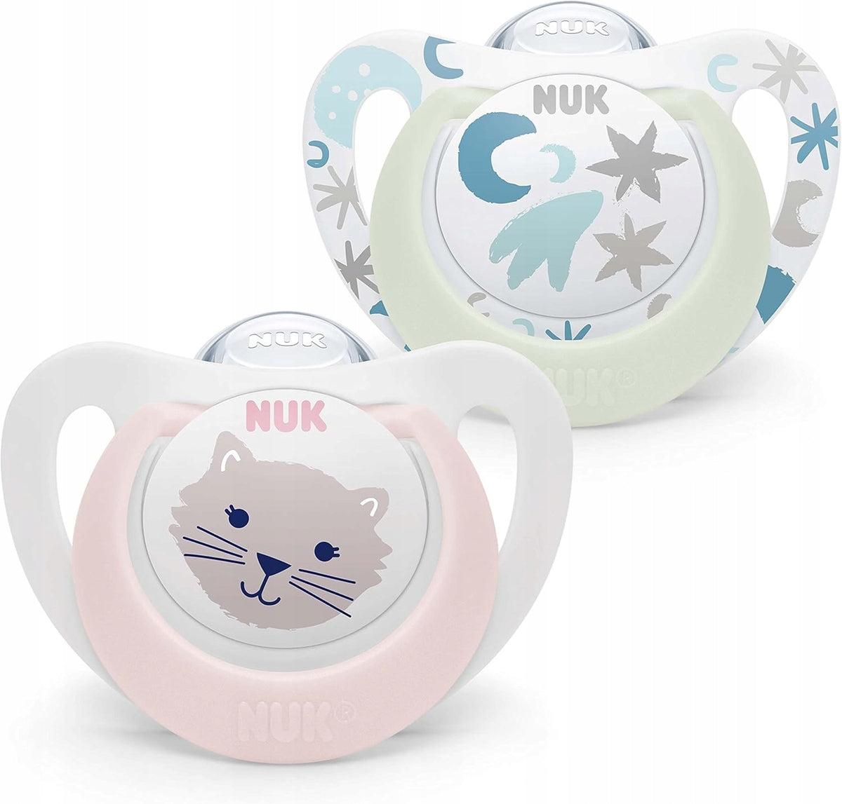 NUK STAR Day&Night nyugtató cumi, 2 db, 0–6 hónap