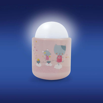PABOBO Nomade bezprzewodowa lampka nocna 8x5 cm, różowa lampka LED dla dziecka z przyjemnym światłem