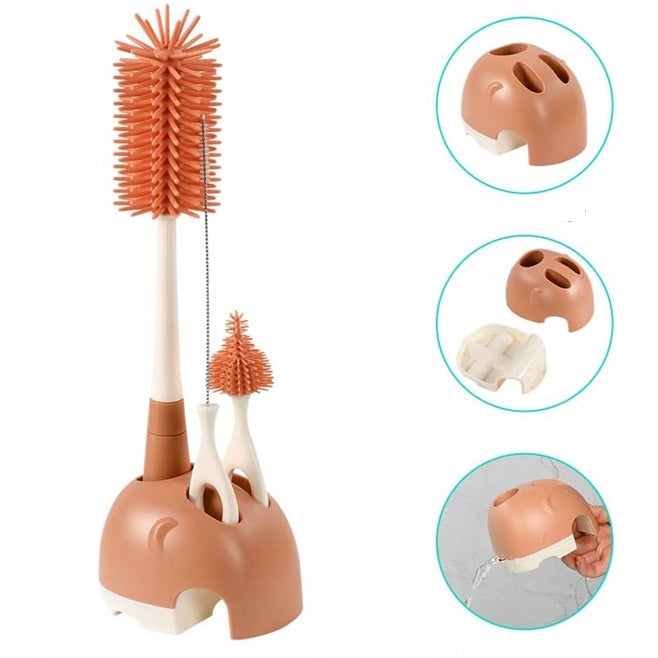VICLOON 3-in-1 siliconen borstels voor het reinigen van flessen, fopspenen en rietjes 32cm