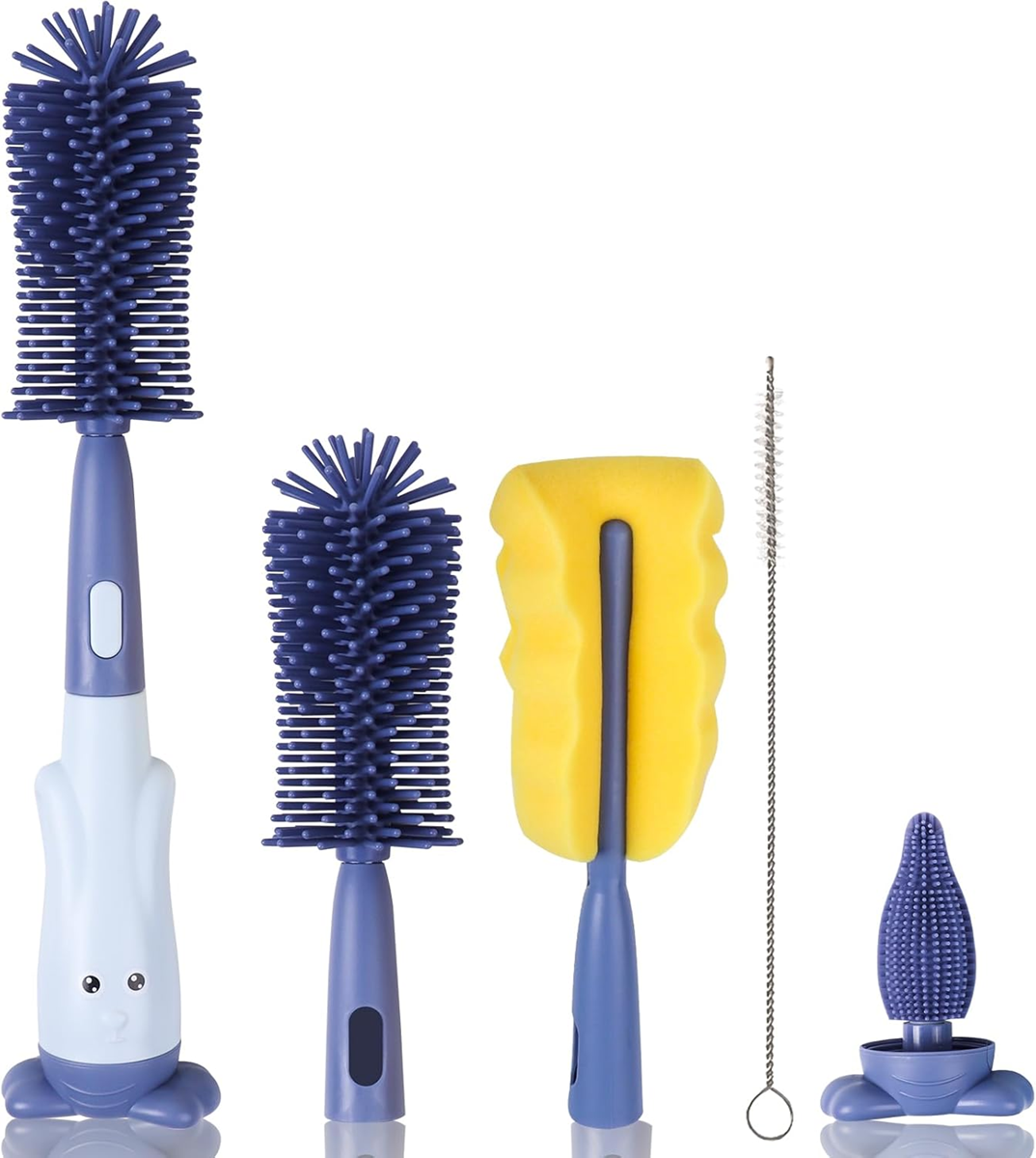 ABIRDON 3 in 1 spazzole in silicone per la pulizia di biberon, tettarelle e cannucce 28cm