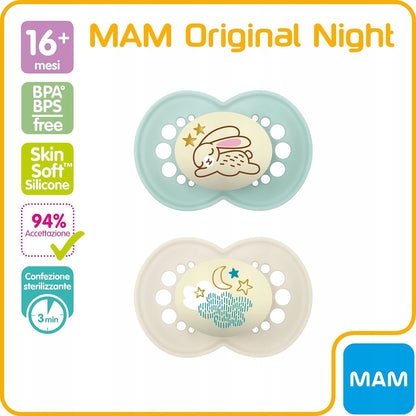 MAM ORIGINAL NIGHT chupete calmante x2 16m+ para bebés