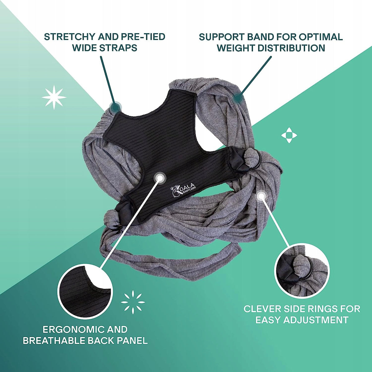 KOALA BABYCARE écharpe de portage bébé 2 en 1
