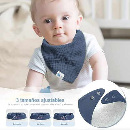 LULU MOON bavete tip bandană cu capse, 0–36 luni, x6
