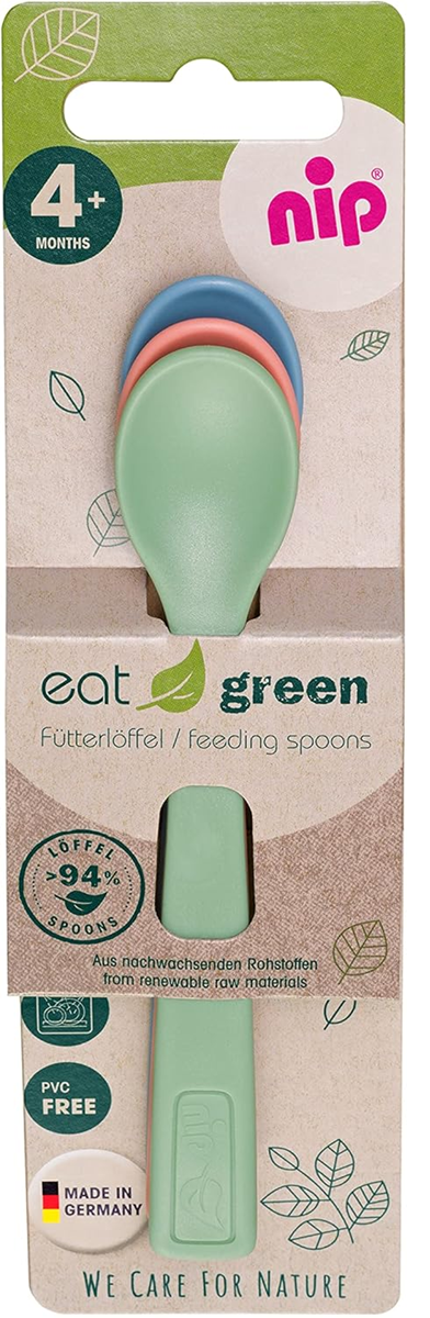 NIP Eat Green zestaw łyżeczek 3 sztuki 14 cm 4 m+