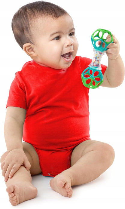 BRIGHT STARTS Oball Shaker rágóka fogantyúval és csörgővel 14,5 cm