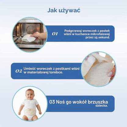 BABYJEM cseresznyemaggal töltött melegítőpárnás öv fehér