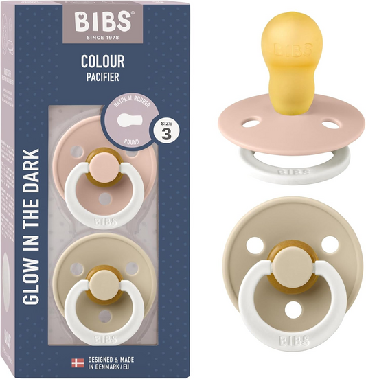 BIBS KLEUR GLOW poppen 2pak rubber 18-36 maanden LICHT