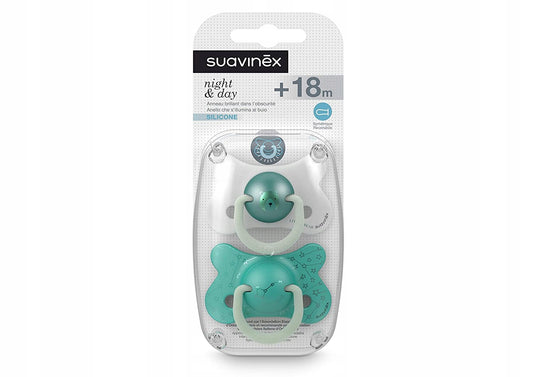 SUAVINEX suzetă Day&Night x2 silicon 18m+ LUMINOASĂ