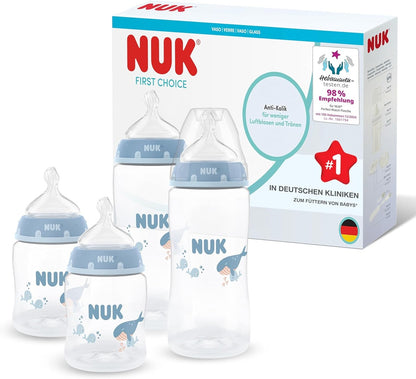 NUK First Choice set de 4x biberoane de 150/300 ml, tetine S/M, 0–3 luni+, BALENĂ