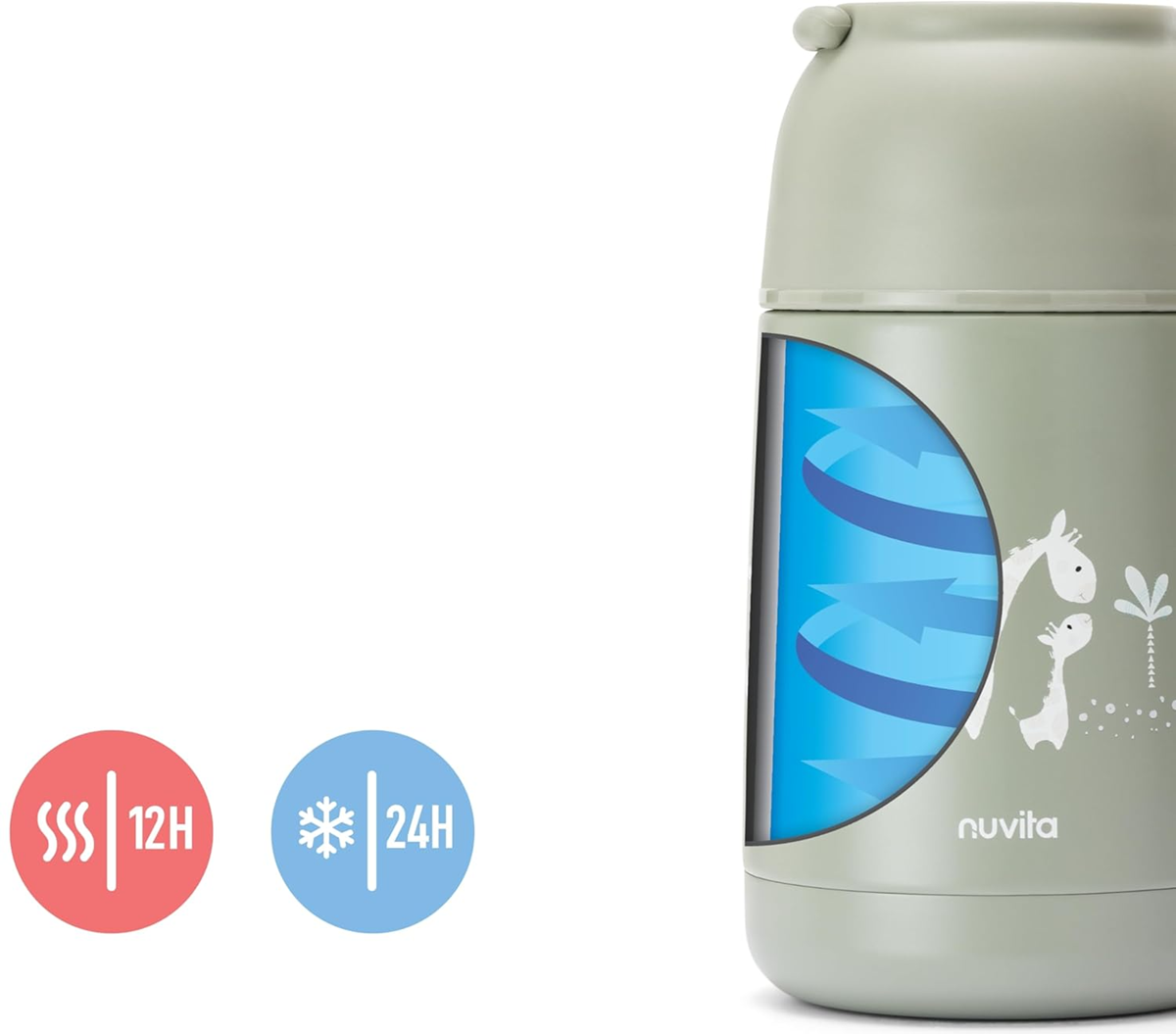 NUVITA 4475 termos obiadowy ze stali nierdzewnej 620 ml 0+ ŻYRAFY