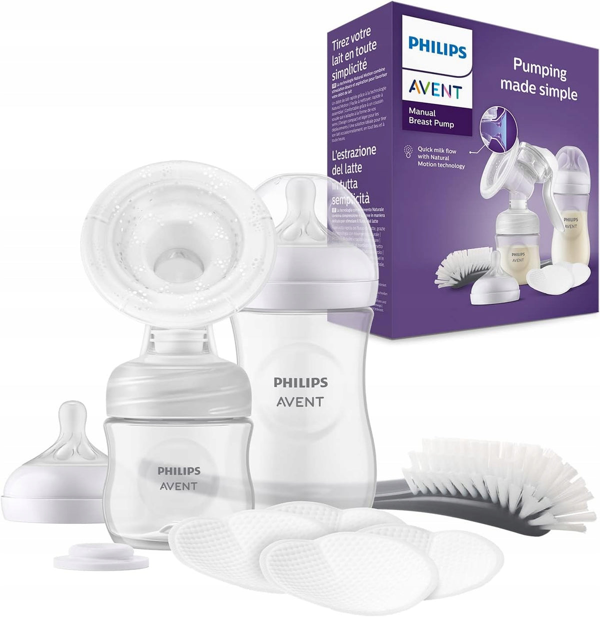 PHILIPS AVENT Natural SCF430/60 handmatige borstkolf + accessoires