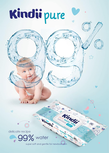 KINDII Pure Water 99 vízzel átitatott nedves törlőkendő 60 db