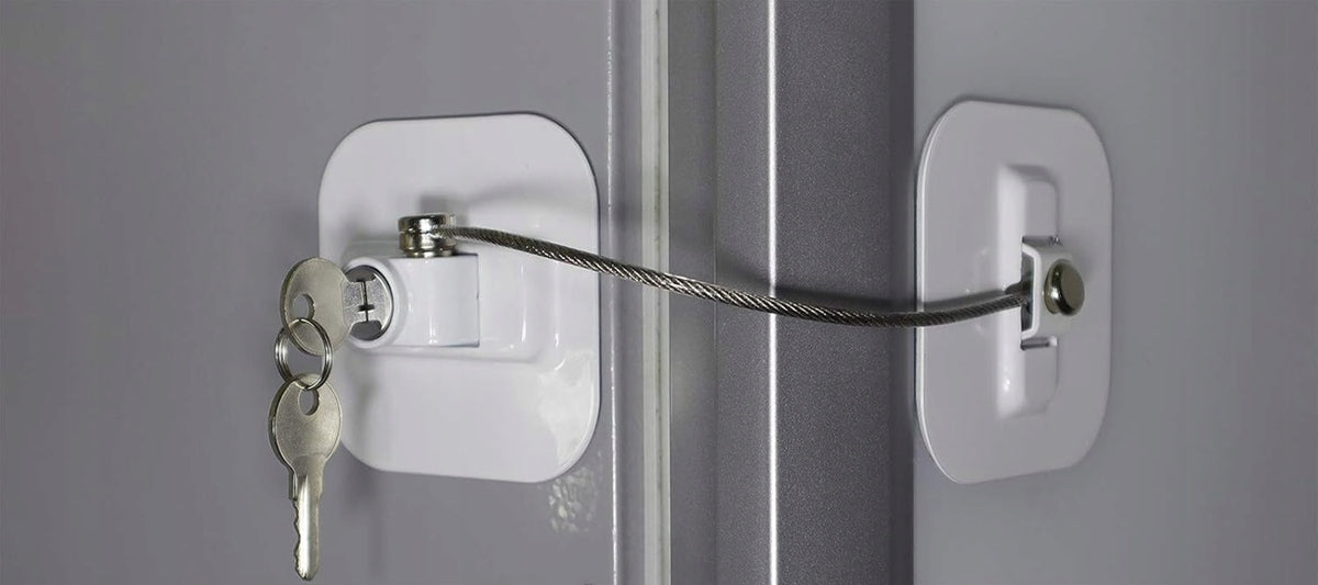 CHILD SAFETY LOCK verrou de sécurité pour armoires et tiroirs 19 cm + 2 clés