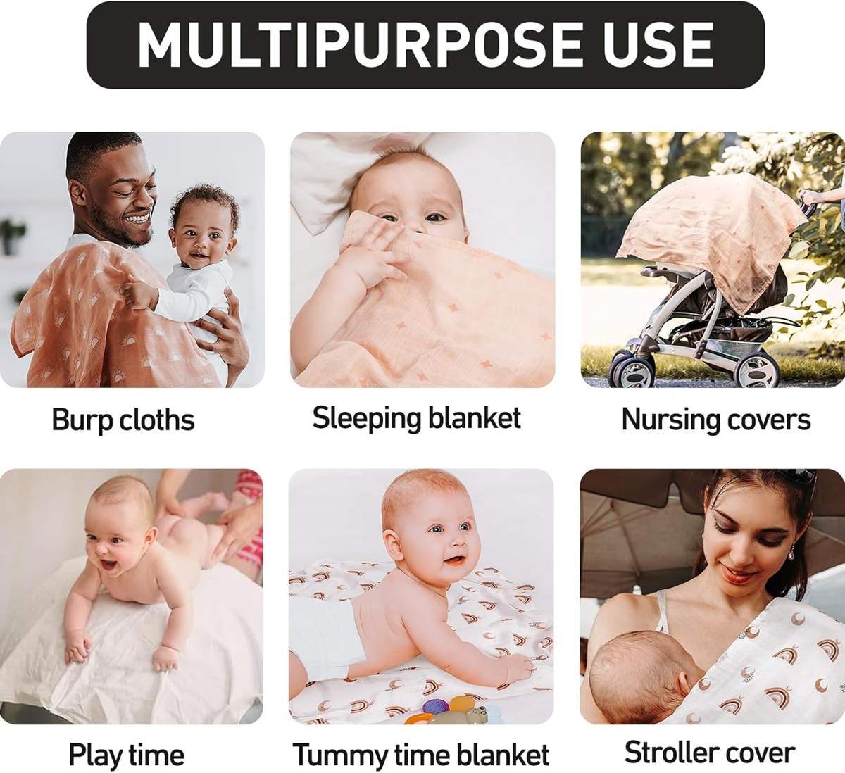 GLLQUENmuslin nappies x6dimensions 70 x 70 cmnew condition, replacement packaging