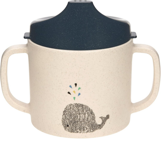 LASSIG Sippy Cup Little Water Whale kubek z ustnikiem 150 ml 6 m+