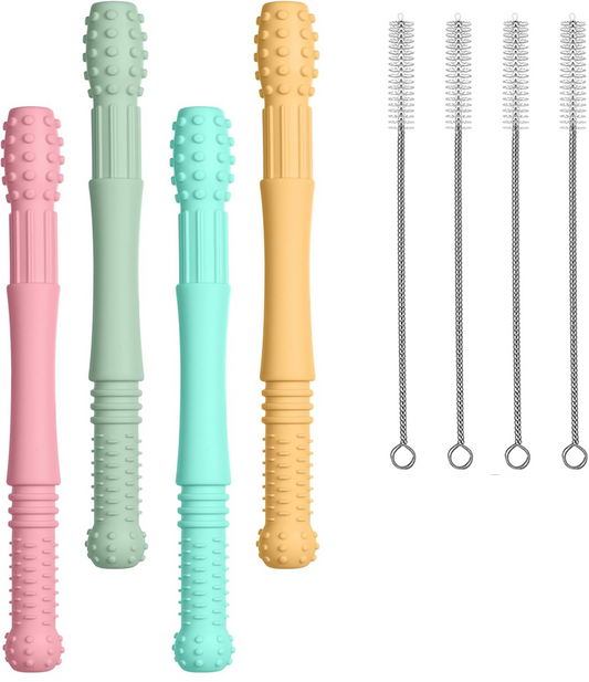 VICLOON teething tubes 4 pieces + 4 brushes