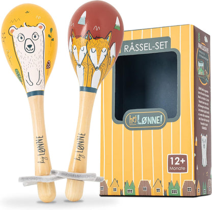 HEJ LØNNE wooden maracas rattles, 2 pcs.