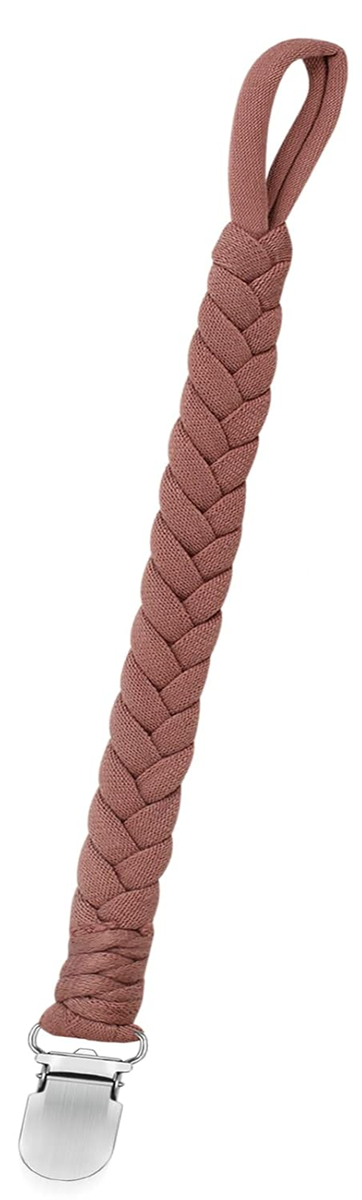 ANNHAO cadena de chupete de algodón con clip 22 cm marrón