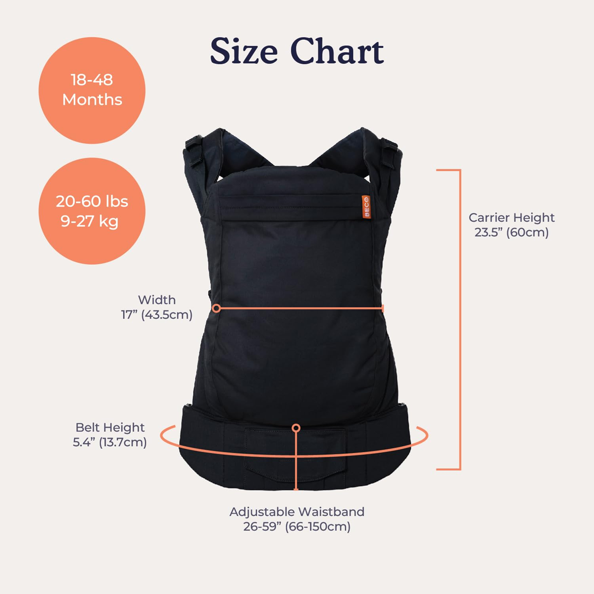 BECO TODDLER csatos hordozó 9-27 kg / 18-48 hó