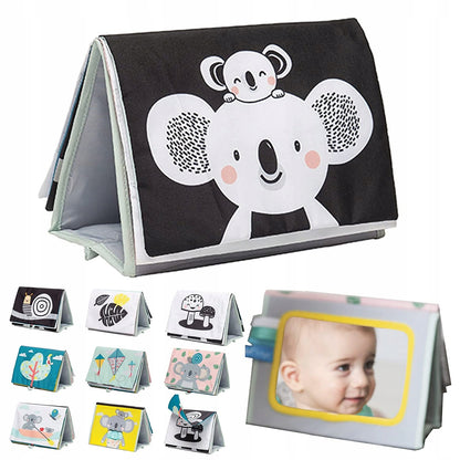 TAF TOYS libro sensorial de alto contraste con espejo para bebés