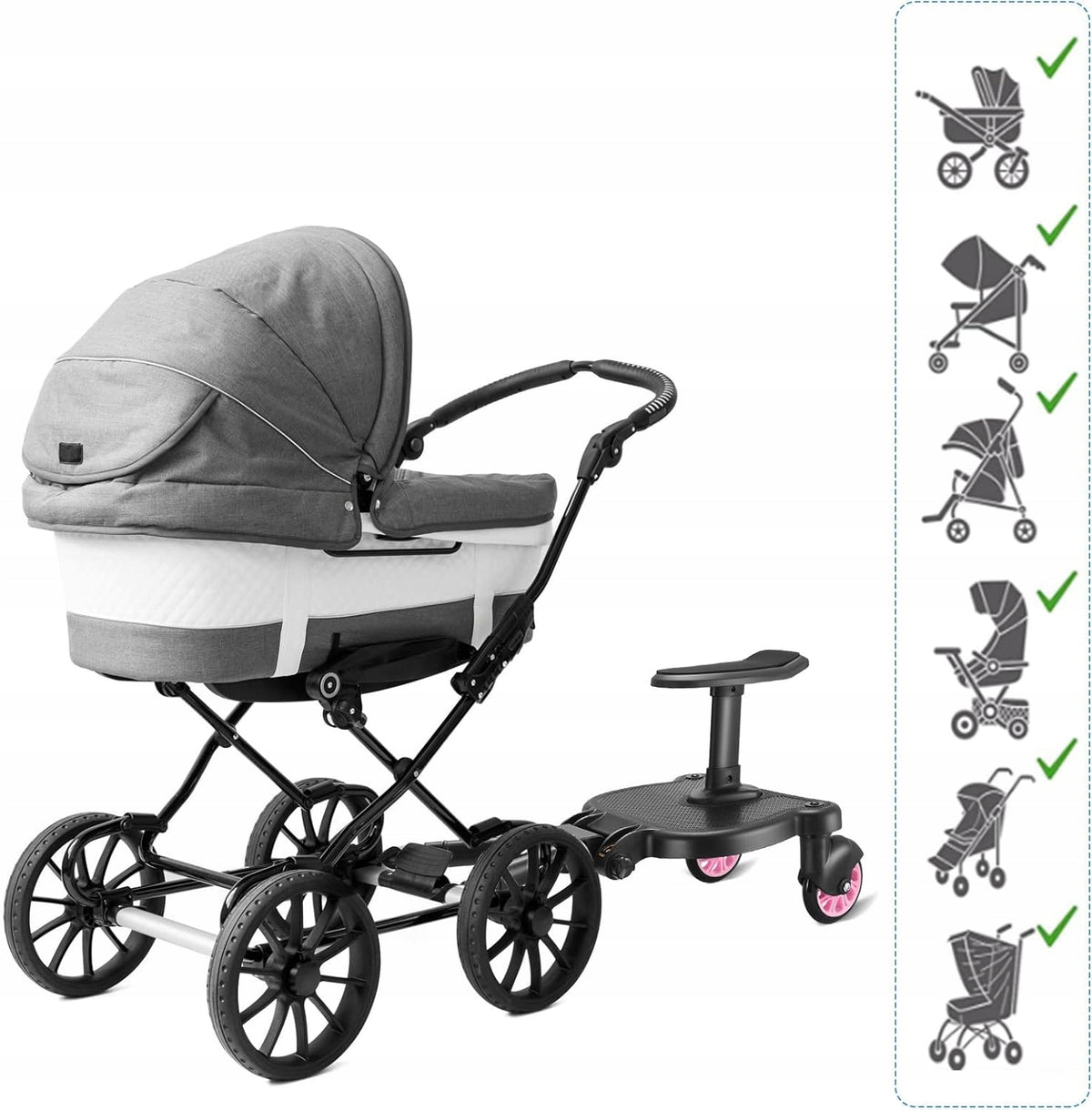 FNRIDS univerzális fellépő babakocsihoz, teherbírás 25 kg