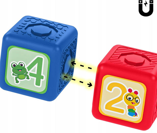 BABY EINSTEIN Connectables Add & Stack mágneses építőkockák, 6 darab