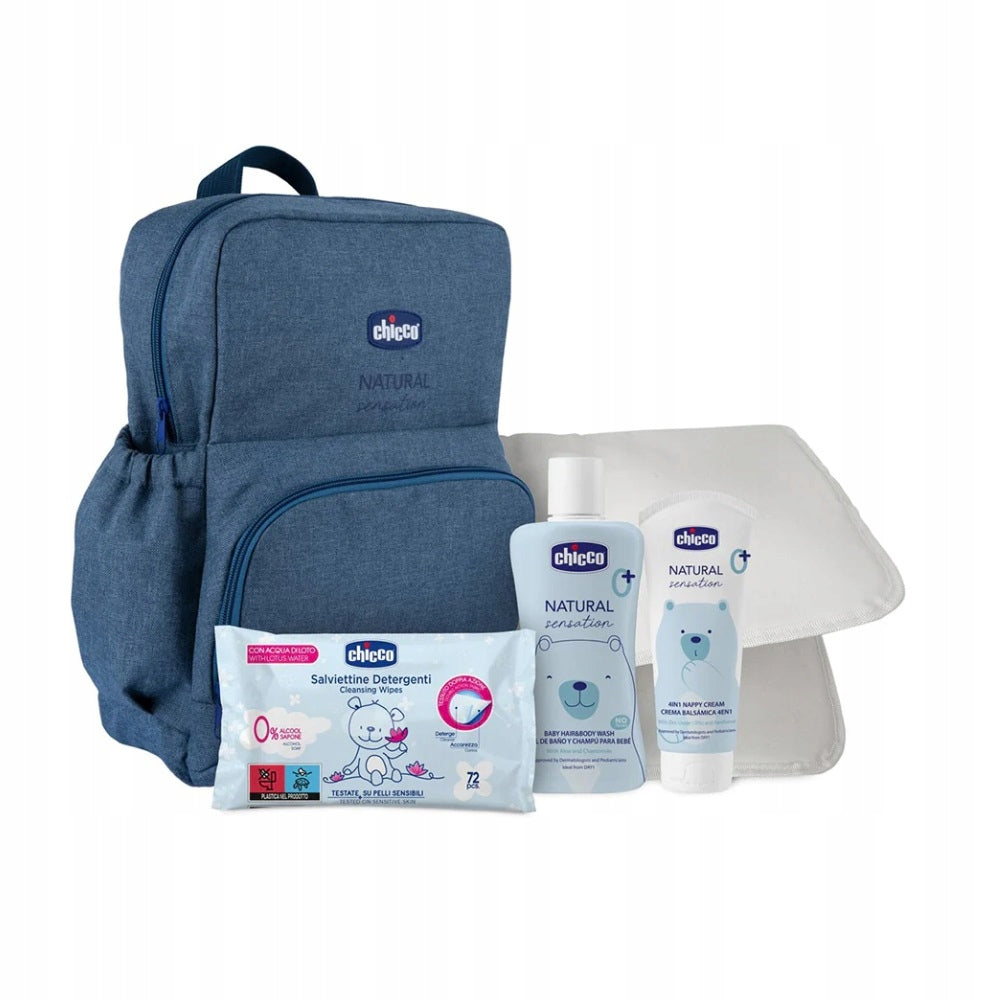 CHICCO Natural pelenkatáska hátizsák és kiegészítők + kozmetikumok