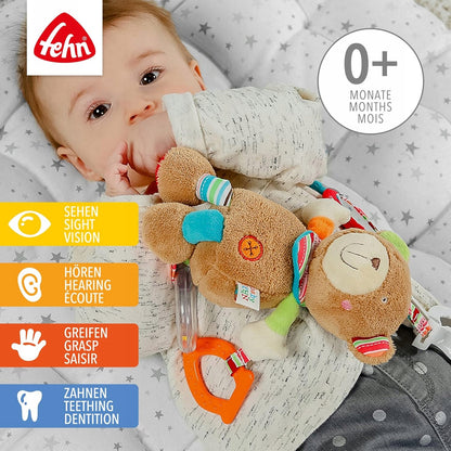 FEHN OSKAR stroller and car seat hanging toy with rattle and grabber