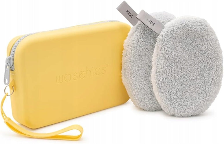 WASCHIES două lavete de baie hipoalergenice pentru bebeluși + husă din silicon