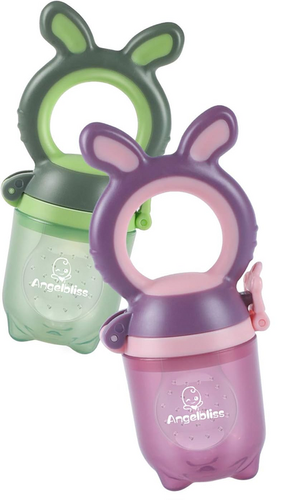 ANGELBLISSfruit teether x2age 3 m+colours green and violetwidth 5.5 cm, length 12 cmmaterials plastic