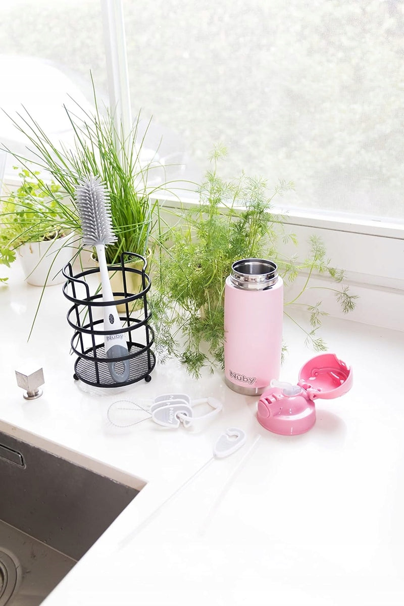 NUBY 2-in-1 bottle and teat cleaning brush + stand