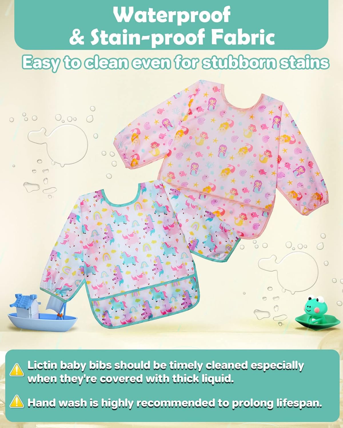 LICTIN śliniaki fartuszki z kieszonką 6-24 m  x3