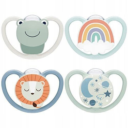NUK Space Day&Night succhietto calmante in silicone x4 0-6 mesi