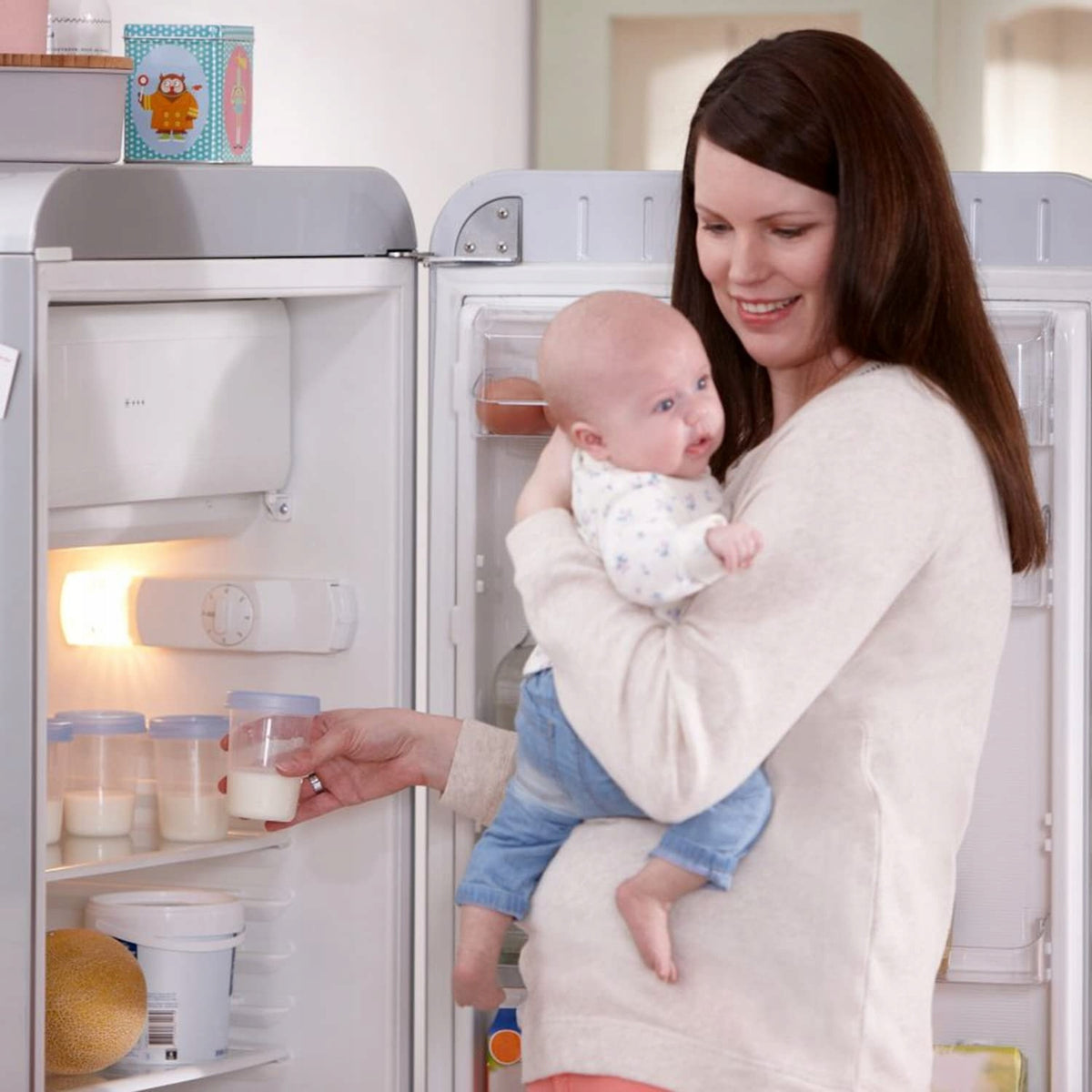 PHILIPS AVENT pojemniki na żywność x5 180ml, szczelne pojemniki do przechowywania mleka dla niemowląt w lodówce