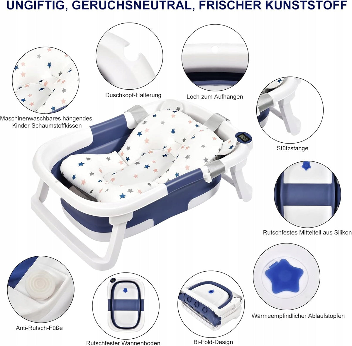 GLENMORE folding bathtub with drain and thermometer