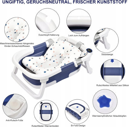 GLENMORE folding bathtub with drain and thermometer