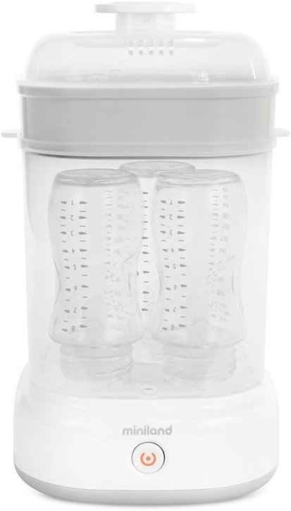 MINILAND Steamy 2in1 DAMPFSTERILISATOR 5 Flaschen 8 Minuten + Zange