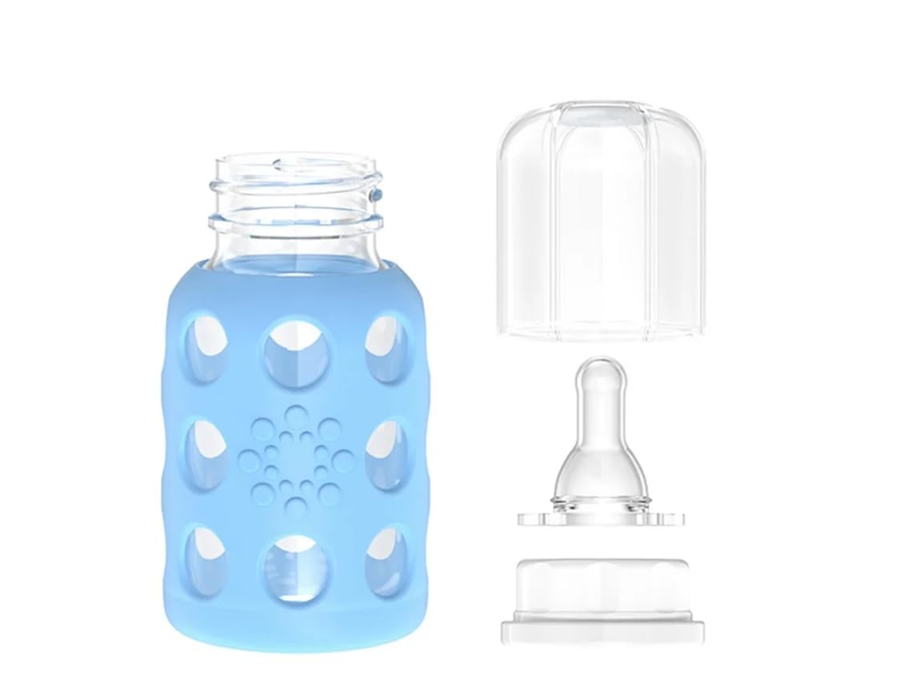 LifeFactory γυάλινο μπουκάλι με θήκη 120 ml 3 μηνών+ θηλή 1