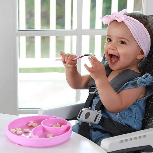 CHICCO Easy Menu háromrekeszes szilikontányér tapadókoronggal, 12 hó+